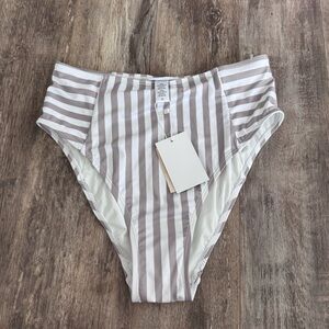 NWT! Andie Striped High-Waisted Bikini Bottom